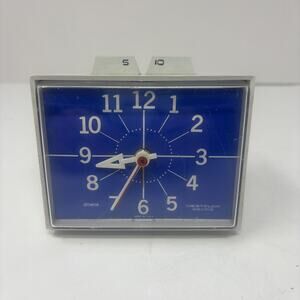 Westclox Electric MCM Blue & White Dunmar Drowse Alarm S16-C Clock WORKS